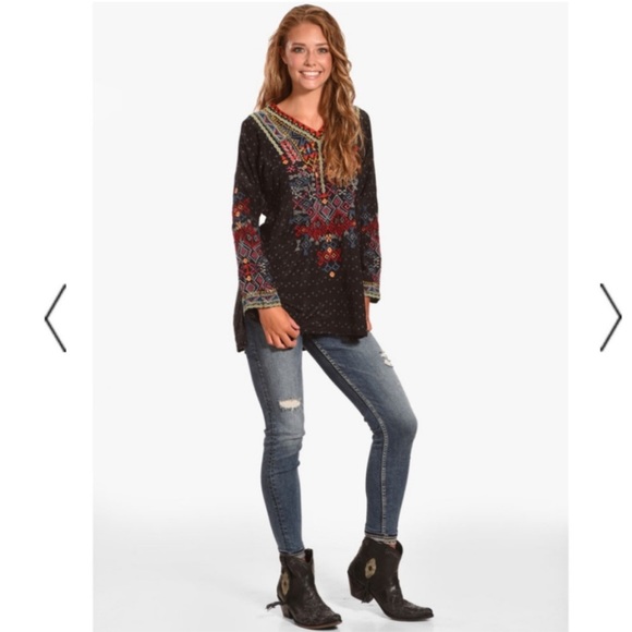 Johnny Was LUETA Silk Blouse Size L - Picture 3 of 10